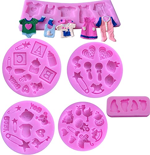 Cute Baby Silicone Fondant Cake Mold Kitchen Baking Mold Cake Decorating Moulds Modeling Tools，Gummy Sugar Chocolate Candy Cupcake Mold(6 PACK )