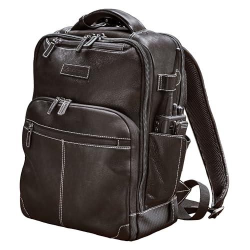 LIGHTSPEED Aviation Duke Flight Bag - Sophisticated & Functional Leather Gear Backpack For Pilots - Rich Oiled Cowhide With Protective PVC Bottom