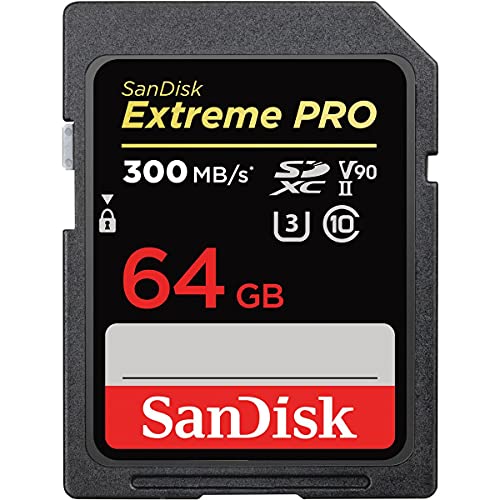 SanDisk 64GB Extreme PRO SDXC UHS-II Memory Card - C10, U3, V90, 8K, 4K, Full HD Video, SD Card - SDSDXDK-064G-GN4IN