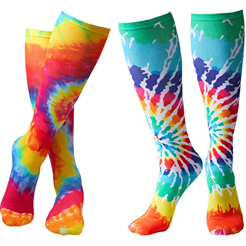 Geyoga 2 Pairs Kids Soccer Socks Tie Dye Softball Socks Unisex Casual Pattern Socks for Youth Girls Boys (Small)