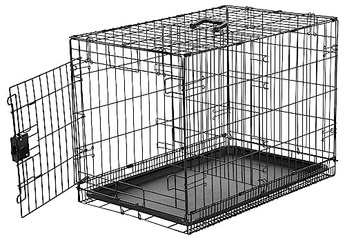 Amazon Basics - Durable, Foldable Metal Wire Dog Crate with Tray, Single Door, 30 x 19 x 21 Inches, Black