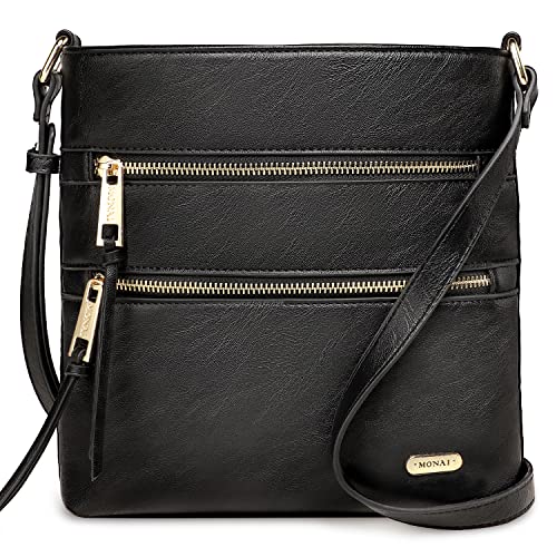 Vangue Crossbody Bags for Women, Medium Size Zipper Pocket with Adjustable Strap Crossbody Purse (Black)