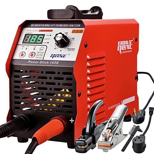 HONE ARC Welder, Actual 185Amp 110V/220V Stick Welder with Lift Tig Function, Digital IGBT Inverter Welding Machine with Hot Start Arc Force Anti-Stick VRD, High Duty Cycle for 1/16'-5/32' Welding Rod