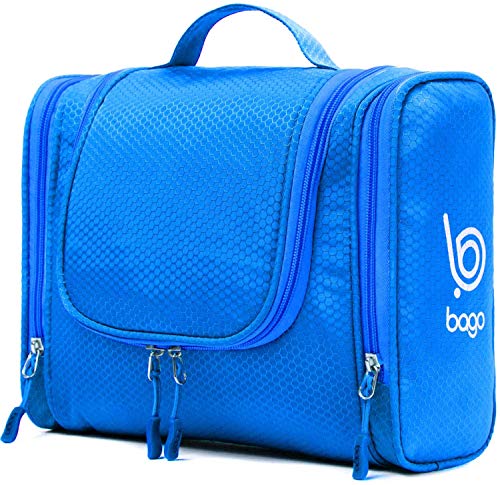 bago Travel Toiletry Bag for Women and Men - Large Waterproof Hanging Large Toiletry Bag for Bathroom and Travel Bag for Toiletries Organizer -Travel Makeup Bag (Blue)