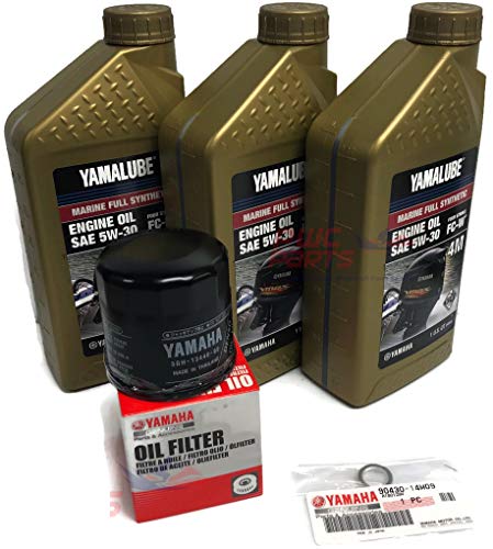 YAMAHA OEM F30 F40 F50 F60 F70 Outboard Full Synthetic Oil Change Kit 3 Qt 05W30 4M 5GH-13440-60-00 Filter