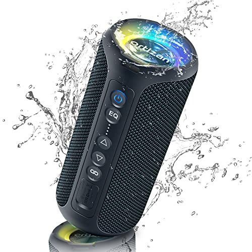 Bluetooth Speakers, Ortizan 40W Loud Stereo Portable Speaker, IPX7 Waterproof Shower Speakers with Deep Bass/LED Light/30H Battery/TF Card/AUX, True Wireless Stereo Speaker for Indoor&Outdoor