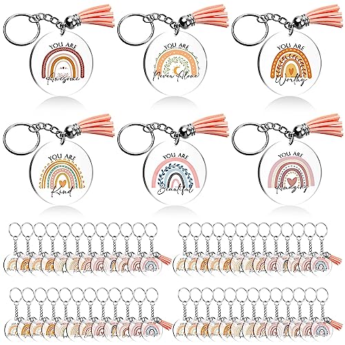 Unittype 30/50/100 Rainbow Keychain Inspirational Keychain Employee Appreciation Gifts for Coworkers Thank You Key Chains(50 Pcs)
