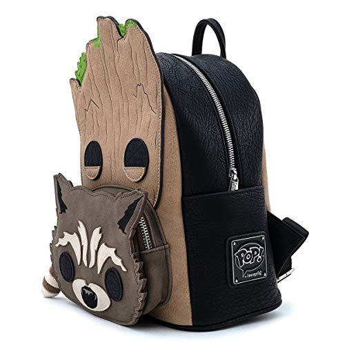 Loungefly x Marvel Groot and Rocket Pop Backpack (Brown, One Size)