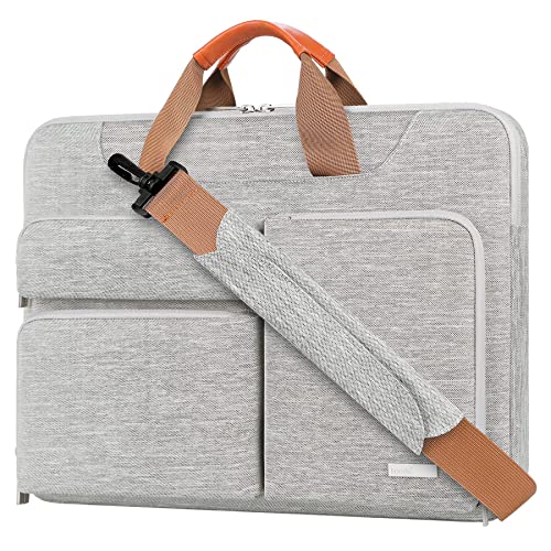 Lacdo 360° Protective Laptop Shoulder Bag for 13 inch New MacBook Air M3 A3113 M2 A2681 M1 A2337 A2179 2024-2018 | 13 inch New MacBook Pro M2 M1 A2338 A2251 A2289 | 12.9' iPad Pro Computer Bag, Gray