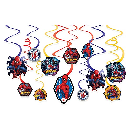 Spider-Man Webbed Wonder Swirl Value Pack - Set of 12 - Ultimate Party Decoration Kit, Eye-Catching & Easy Setup Swirl Decor