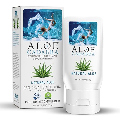 Aloe Cadabra Natural Water Based Personal Lube, Organic Lubricant for Her, Him & Couples, Unscented, 2.5 oz Organic Natural Aloe (Pack of 1)