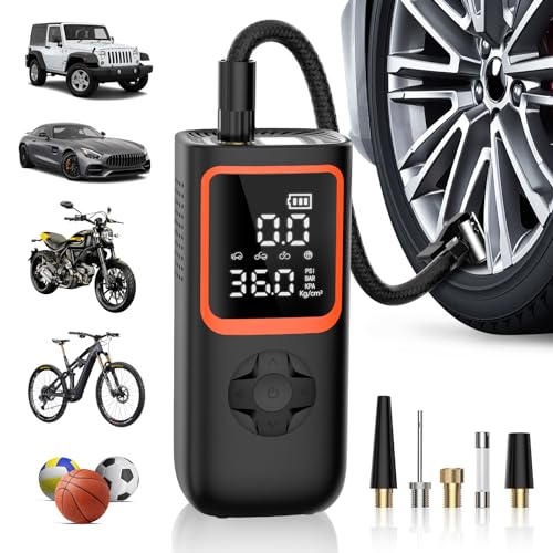 Tire Inflator Portable Air Compressor - 18000mAh & 150PSI Cordless Air Pump for Car Tires with Pressure Gauge & LED Light, 2X Faster Inflation Electric Air Compressor for Car Bikes, Motorcycle, Ball