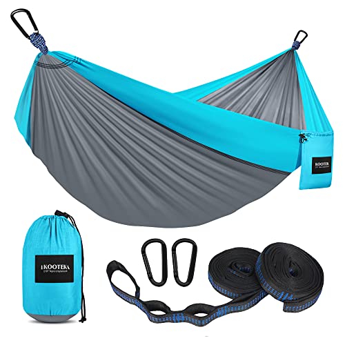 Kootek Camping Hammock 500 lbs Capacity, Camping Essentials, Lightweight Portable Double Hammock with Tree Straps, Camping Gear for Outside Hiking Camping Beach Backpack Travel