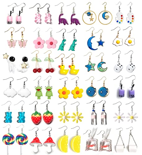 30 Pairs Weird Earrings Mushroom Fun Funny Kawaii Quirky Indie Crazy Novelty Cool Anime Aesthetic Earrings for Teen Girls Women Alt Jewelry Weirdcore Accessories Dangly Earrings Lot