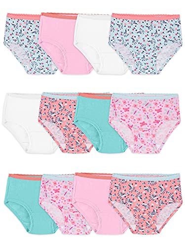 Fruit of the Loom Toddler Girls' Tag-Free Cotton Underwear, Brief-12 Pack-Assorted Colors, 4-5T