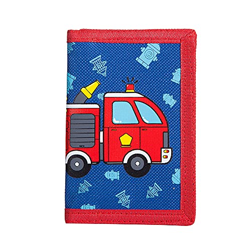 Leyeve wallet,Kids Christmas gifts,Birthday Gifts Wallet,RFID Trifold Canvas Outdoor lovely cartoon Wallet with Zipper for Kids - Firetruck