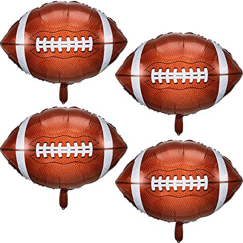 Football Balloons Football Party Balloons Football Shaped Aluminum Foil Balloons for Sport Themed Football Themed Birthday Party Decor, 22 Inch (4)