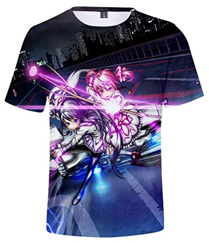 WANHONGYUE Anime Puella Magi Madoka Magica 3D Printed T-Shirt Short Sleeve Shirts Cosplay Pullover Top Tees 464/1 M