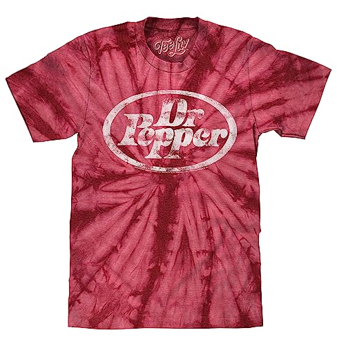 Tee Luv Men's Faded Dr Pepper Soda Logo Tie Dye Shirt (Crimson) (L)