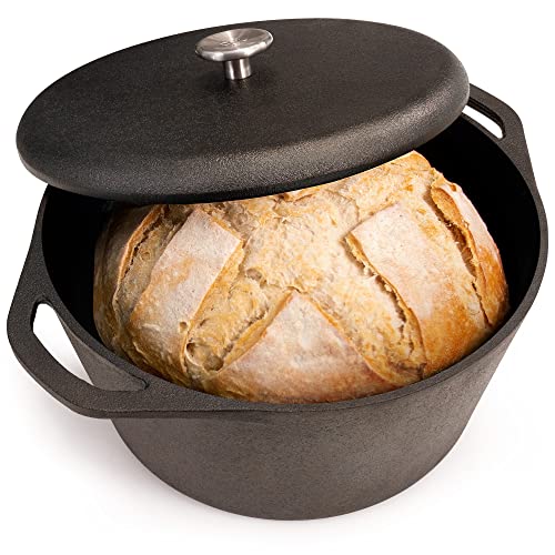 Greater Goods Cast Iron, 10-Inch Dutch Oven with Lid, Complete Your Cast Iron Pots and Pans Set with a Smooth Milled 5qt Capacity Dutch Oven, Designed in St. Louis