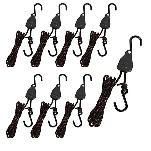 CYEAH 8 PCS Rope Tie Downs 1/8 Inch 6ft Kayak Rope Hanging Ratchet Tie Down, Adjustable Heavy Duty Tie Down Rope Hanger for Kayak and Canoe