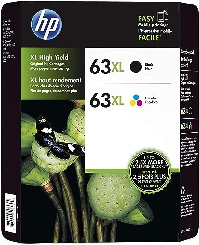 HP 63XL Black/Tri-Color Ink (2-Pack) | Works DeskJet 1112, 2130, 3630 Series Envy 4510, 4520 Series OfficeJet 3830, 4650, 5200 Series | Eligible for Instant Ink | L0R46AN