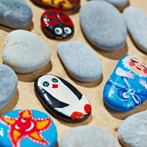 PGN 40 Large River Rocks for Painting - Stimulate Your Children’s Creativity with Our Painting Rocks for Kids - Flat and Smooth - Fun & Engaging Rock Painting with The Family - 2-4 Inches