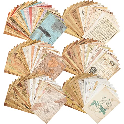 LakoArt 120 Sheets Vintage Ephemera Paper Pack for Junk Journal Kits Art Journaling Background Scrapbook Embellishments Aesthetic Room Decor Wall Art Craft Projects Collage Mixed Media Notebooks