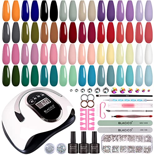 BLACICO 32 Colors Gel Nail Polish Kit with UV Light 168W Nail Dryer, No Wipe Base Top Coat Cure Pink Red Purple Gel Nail Polish Set, Nail Lamp, Manicure Tools Nail Kit Gift for Women