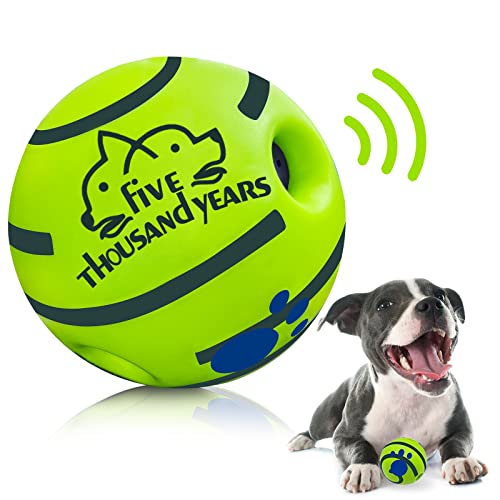 Wobble Giggle Interactive Dog Toys Ball, Squeaky Durable Wag Chewing Ball for Training Teeth Cleaning Herding Balls Indoor Outdoor Safe Dog Gifts for Puppy Small Medium Dogs