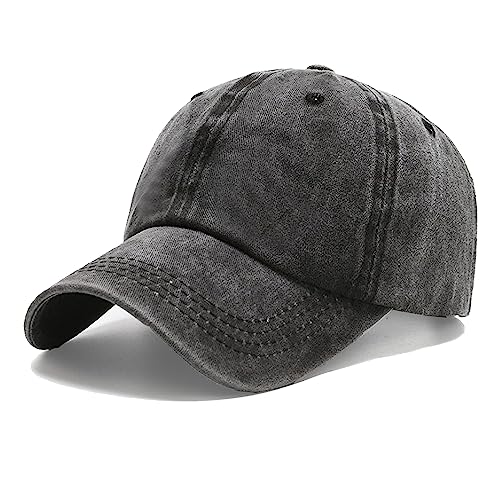 NPJY Vintage Washed Distressed Cotton Dad Hat Baseball Cap Adjustable Trucker Unisex Hats Black