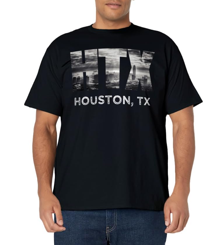 HTX City of Houston Skyline Art Downtown Texas Souvenir Gift T-Shirt