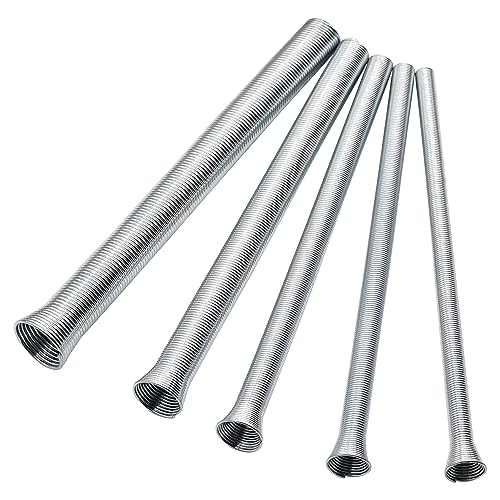 weideer Spring Tubing Benders Kit 1/4, 5/16, 3/8, 1/2 and 5/8 Inch for Copper, Brass, Aluminum and Thin Steel Tube 5 in 1 Tube Bender Set