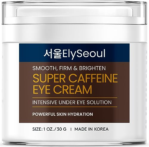 ElySeoul Super Caffeine Eye Cream: Under Eye Cream For Wrinkles - Korean Eye Cream Anti Aging - Dark Circles Under Eye Treatment, Under Eye Brightener - Korean Skin Care, With Collagen Retinol, 1 OZ
