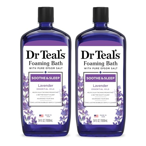 Dr Teal's Foaming Bath with Pure Epsom Salt, Soothe & Sleep with Lavender, 34 fl oz (Pack of 2)