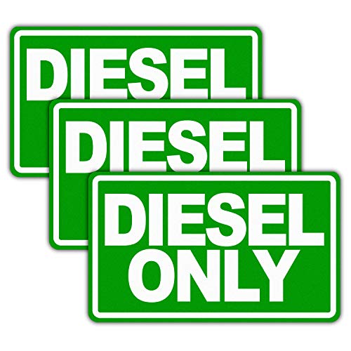 ANLEY 5' X 3' Diesel Only Decal 3Pcs - Reflective Diesel Only Sign on Fuel Tank Signage to Prevent User Error - Adhesive Fuel Stickers for Trucks, Tractors, Machinery - 3 Pack Set