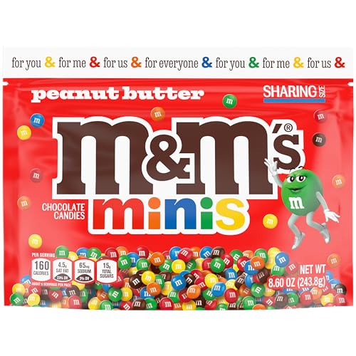 M&M'S Minis Peanut Butter Milk Chocolate Candy, Sharing Size, 8.6 Oz. Resealable Bag