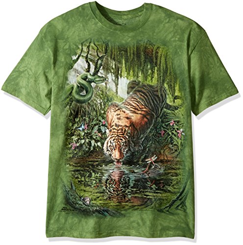 The Mountain Enchanted Tiger Adult T-Shirt, Green, XL