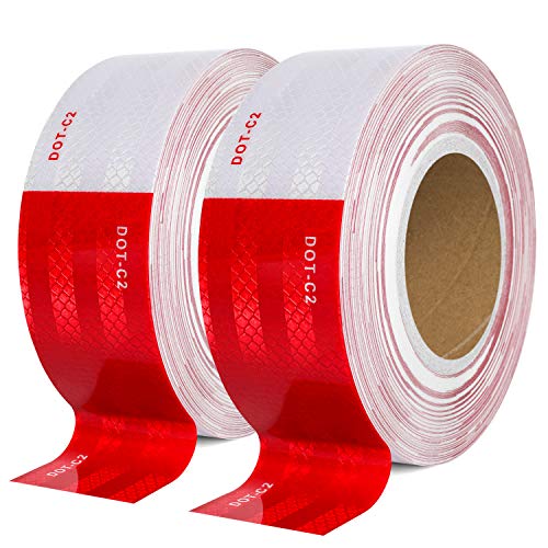 SEVEN SPARTA DOT-C2 Reflective Safety Tape 2 Inch x 200 Feet Red/White Conspicuity Tape for Vehicles, Trailers, Boats, Signs (200 FT)