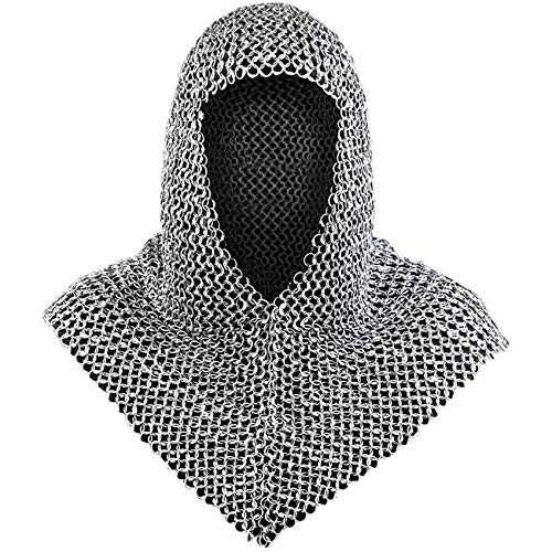 Medieval Warrior Chainmail Coif Armor, 18.75 Inches (SL)