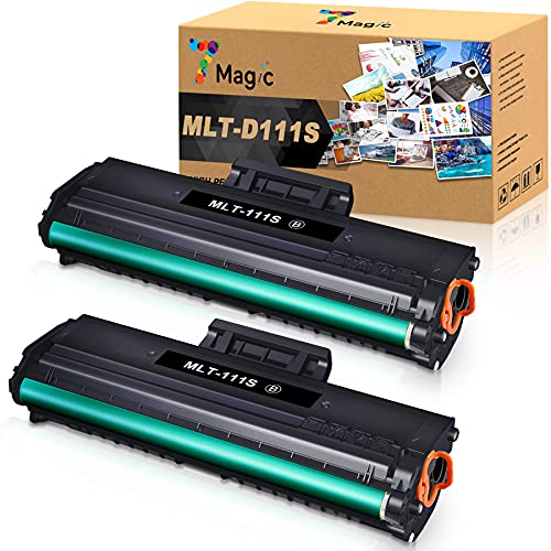 7Magic Compatible Toner Cartridge Replacement for Samsung MLT-D111S MLT-D111L 111S MLTD111S for Samsung Xpress SL-M2020W SL-M2070FW SL-M2070W M2022W M2024W M2026W Laser Printer (Black, 2-Pack)