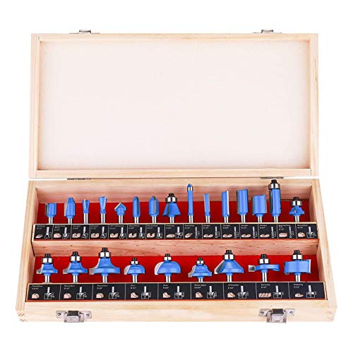 KOWOOD Router Bits Sets of 24A Pieces 1/4 Inch Shank Router Bit Set T Shape - for Commercial Users and Beginners…