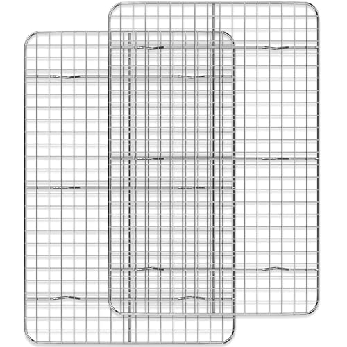 Cooling Rack for Baking 2-Pack, 15 x 10 Inches Baking Rack, Stainless Steel Wire Cookie Rack Fits Jelly Roll Sheet Pan, Oven Safe for Cooking, Roasting, Grilling