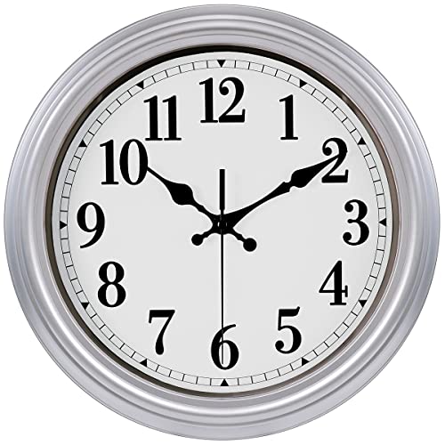 JENLYSTIME 12 Inch Retro Wall Clock Silent Non Ticking Battery Operated Movement Easy to Read Wall Clocks Decorate for Bedroom Living Room Kitchen Office(Silver)