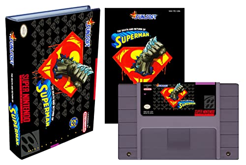 The Death and Return of Superman - (Super Nintendo, SNES) Reproduction Cartridge with Universal Game Case and Glossy Manual