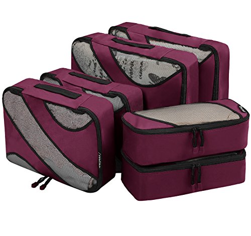 BAGAIL 6 Set Packing Cubes,Travel Luggage Packing Organizers(6Set Burgundy)