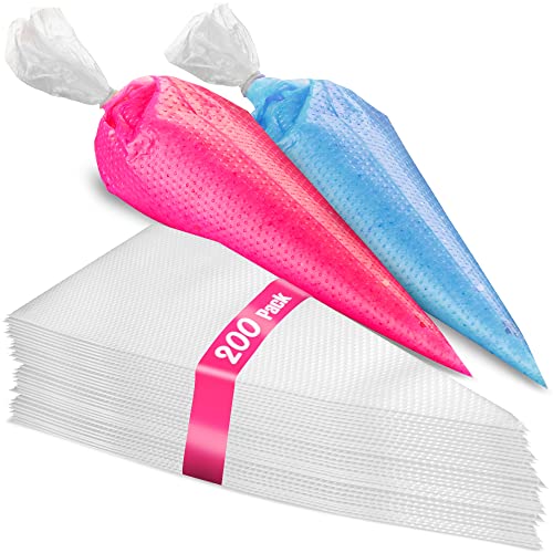 Prestee 200 Pieces Anti Burst Piping Bags - 12 Inch, Pastry Bags, Icing Piping Bags, Tipless Piping Bags, Icing Bags, Frosting Bags, Piping Bags, Cookie Decorating Supplies