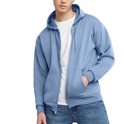 Hanes Men's Full-Zip Eco-Smart Hoodie, Light Blue, Small