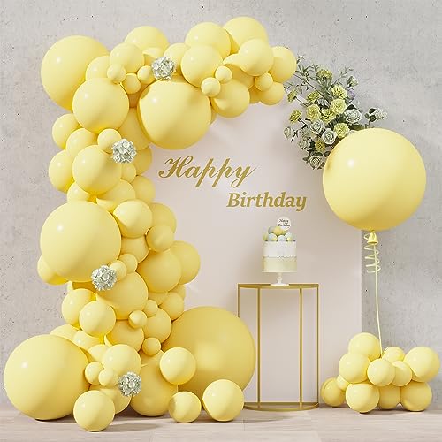 RUBFAC 116pcs Pastel Yellow Balloons Different Sizes Pack of 36 18 12 10 5 Inch for Garland Arch Extra Large Balloons for Birthday Graduation