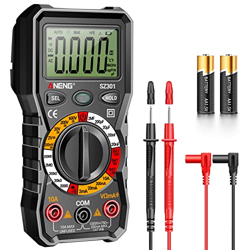 ANENG Digital Multimeter with Case,DC AC Voltmeter,Ohm Volt Amp Meter,Measures Voltage,Current,Resistance,Continuity,Diodes,Electric Tools for Househould Outlet,Automotive Battery Test